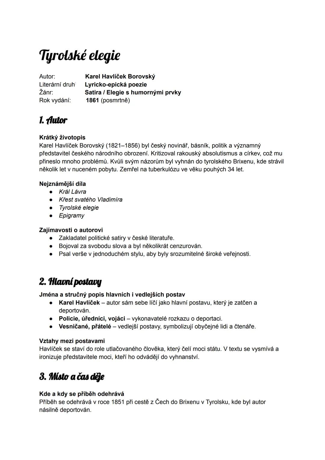 Tyrolské elegie
Autor:
Karel Havlíček Borovský
Literární druh:
Lyricko-epická poezie
Žánr:
Satira / Elegie s humornými prvky
Rok vydání:
186