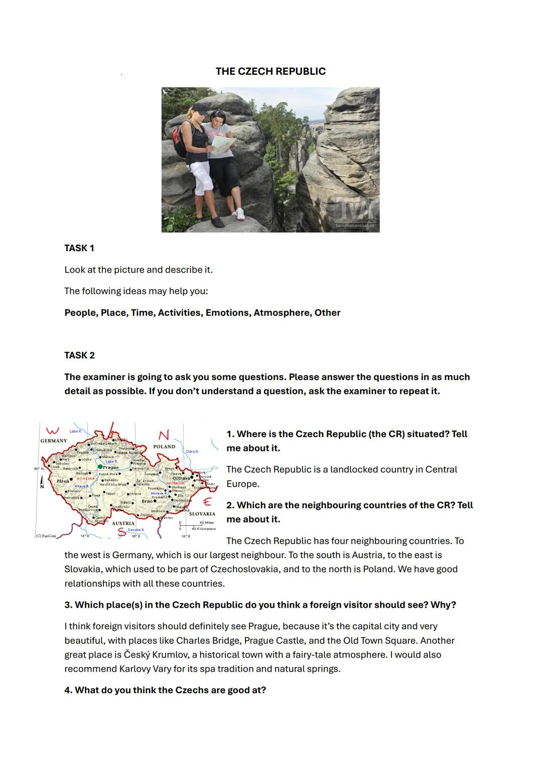 # THE CZECH REPUBLIC
TASK 1
Look at the picture and describe it.
The following ideas may help you:
People, Place, Time, Activities, Emotion