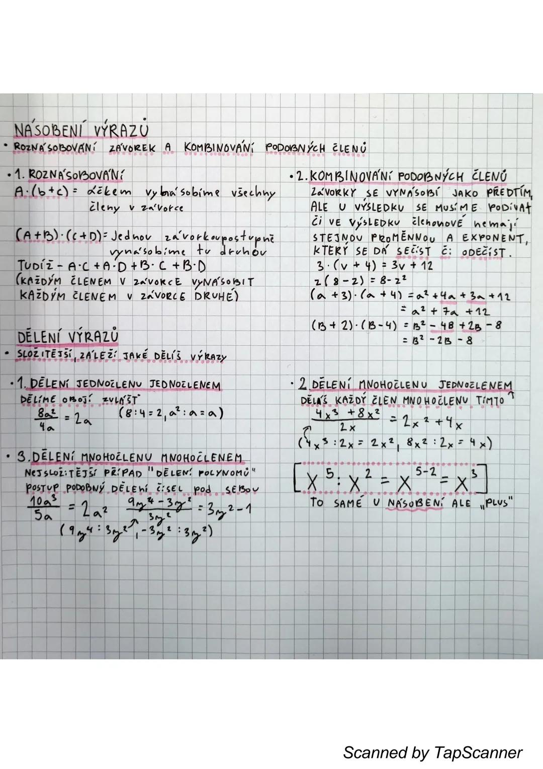 # NÁSOBENÍ VÝRAZŮ
- ROZNÁSOBOVÁNÍ ZÁVOREK A KOMBINOVÁNÍ PODOBNÝCH ČLENŮ
- 1. ROZNÁSOBOVÁNÍ:
A.(b+c)= áčkem vybrásobíme všechny
členy v