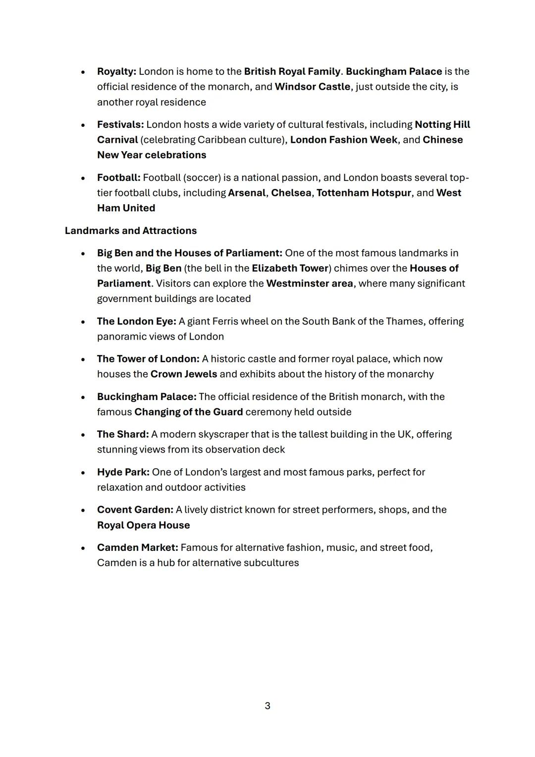 --- OCR Start ---
LONDON
Basic Information
• Location: London is located in the southeastern part of England, along the River
Thames, approx