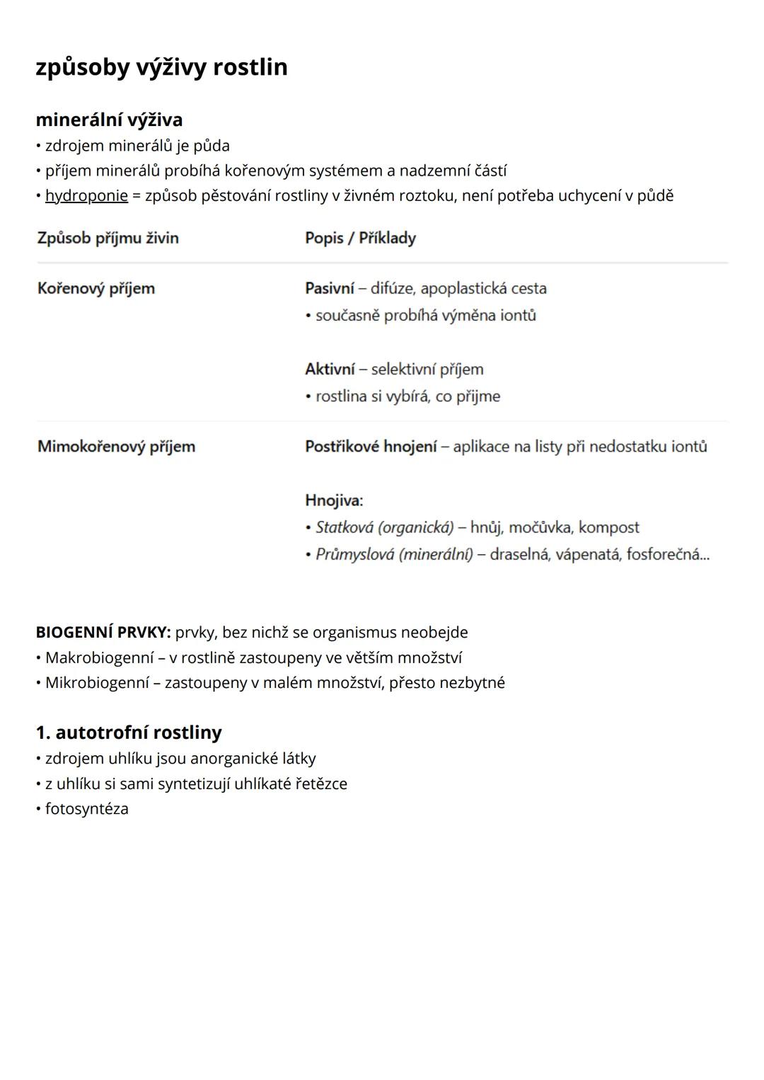 # fyziologie rostlin
= životní funkce rostlin a funkce jejich orgánů: fotosyntéza, dýchání, vodní režim rostliny, transport látek, mineráln