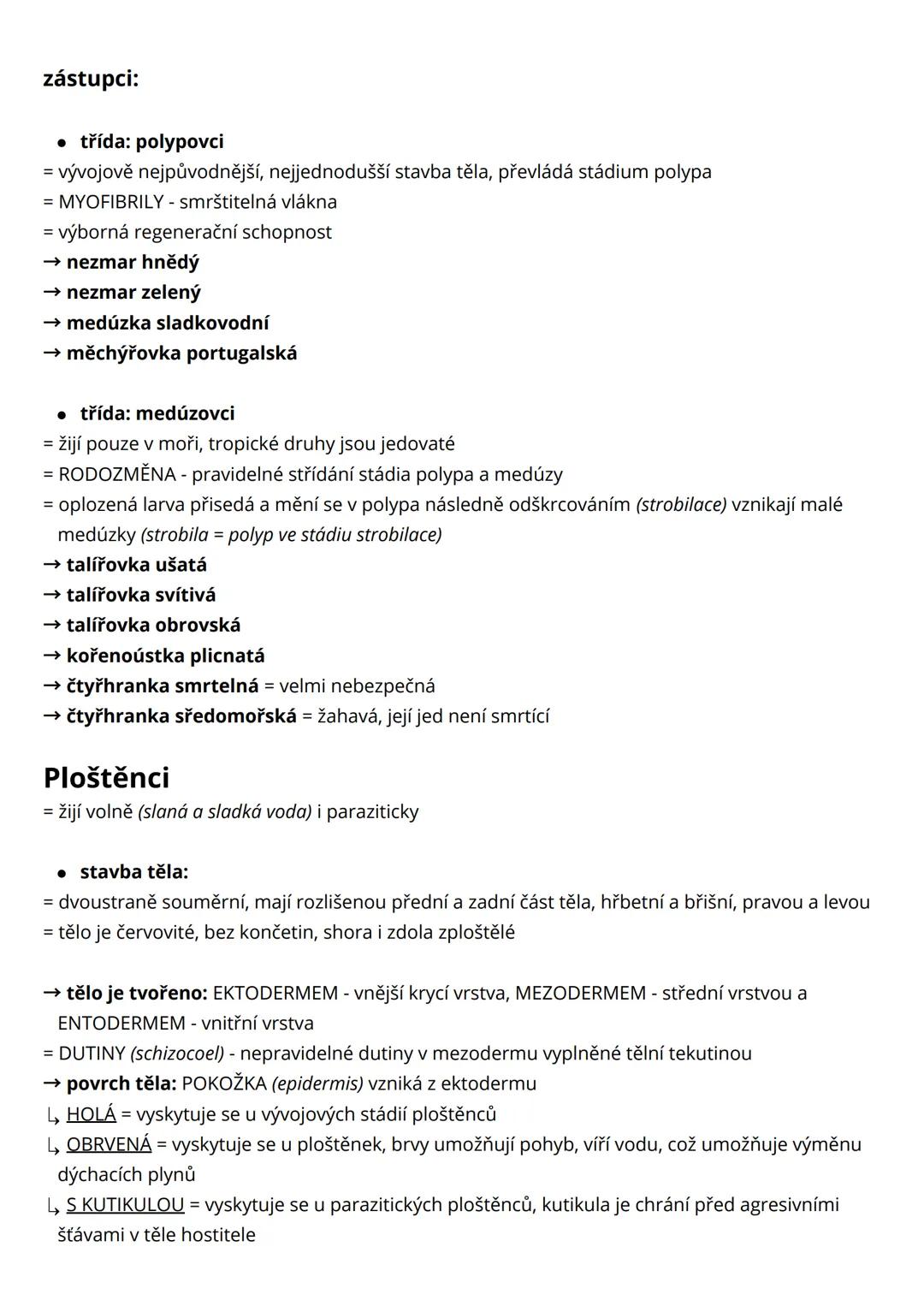 # Bezobratlí s jednoduchou tělní
stavbou
= živočichové, kteří nemají páteř a stavba jejich těla je velmi jednoduchá - často nemají
speciali