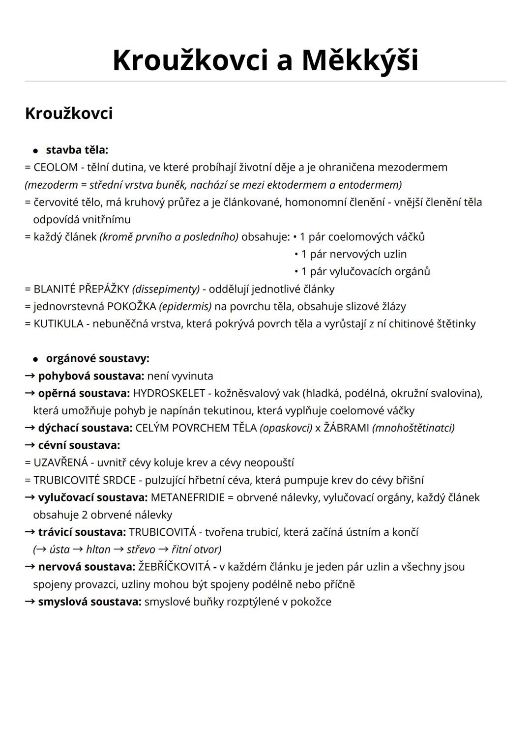 kroužkovci a měkkýši