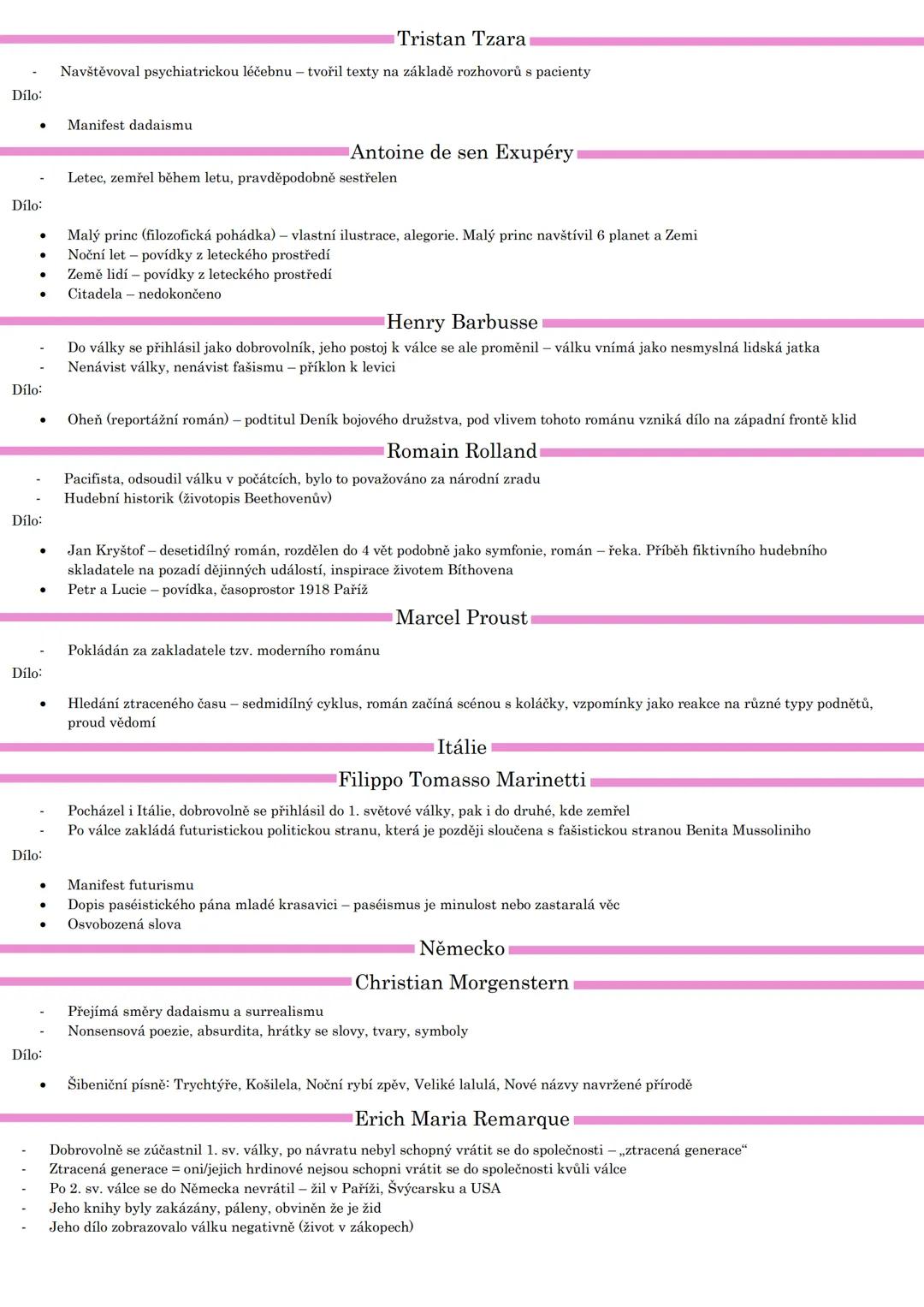 --- OCR Start ---
Světová literatura 1. poloviny 20. století
1. světová válka, hospodářská krize, komunismus a fašismus, vznik ideologií
1.