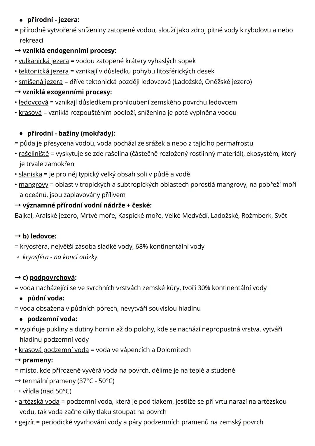 # Hydrosféra
• hydro (voda) sphere (koule)
= vodní obal Země, zahrnuje veškeré vodstvo na Zemi v různých skupenstvích, voda tvoří 71%
(510