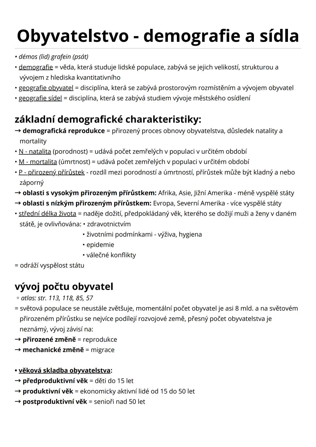 obyvatelstvo - demografie a sídla
