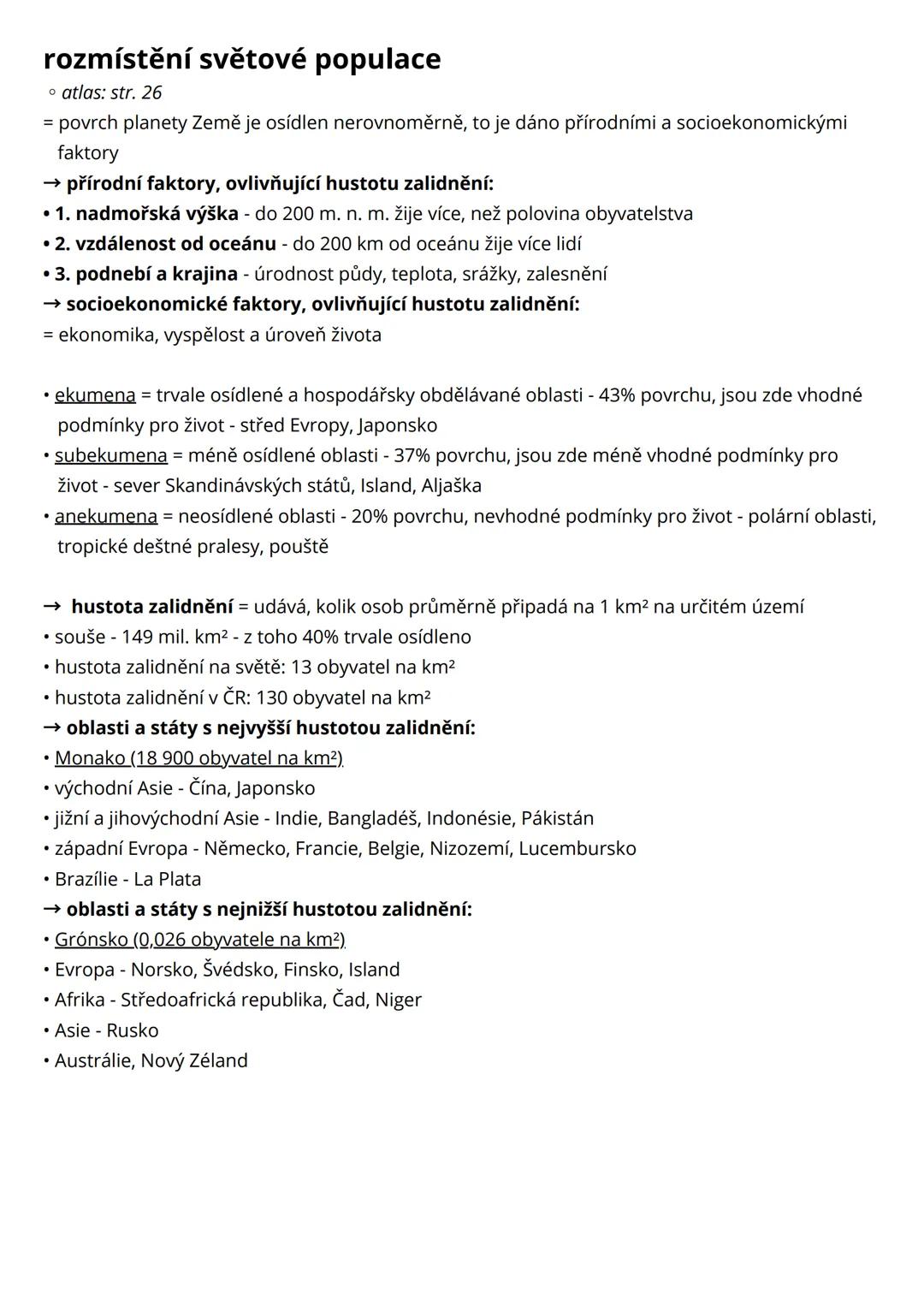 --- OCR Start ---
Obyvatelstvo - demografie a sídla
démos (lid) grafein (psát)
• demografie = věda, která studuje lidské populace, zabývá se