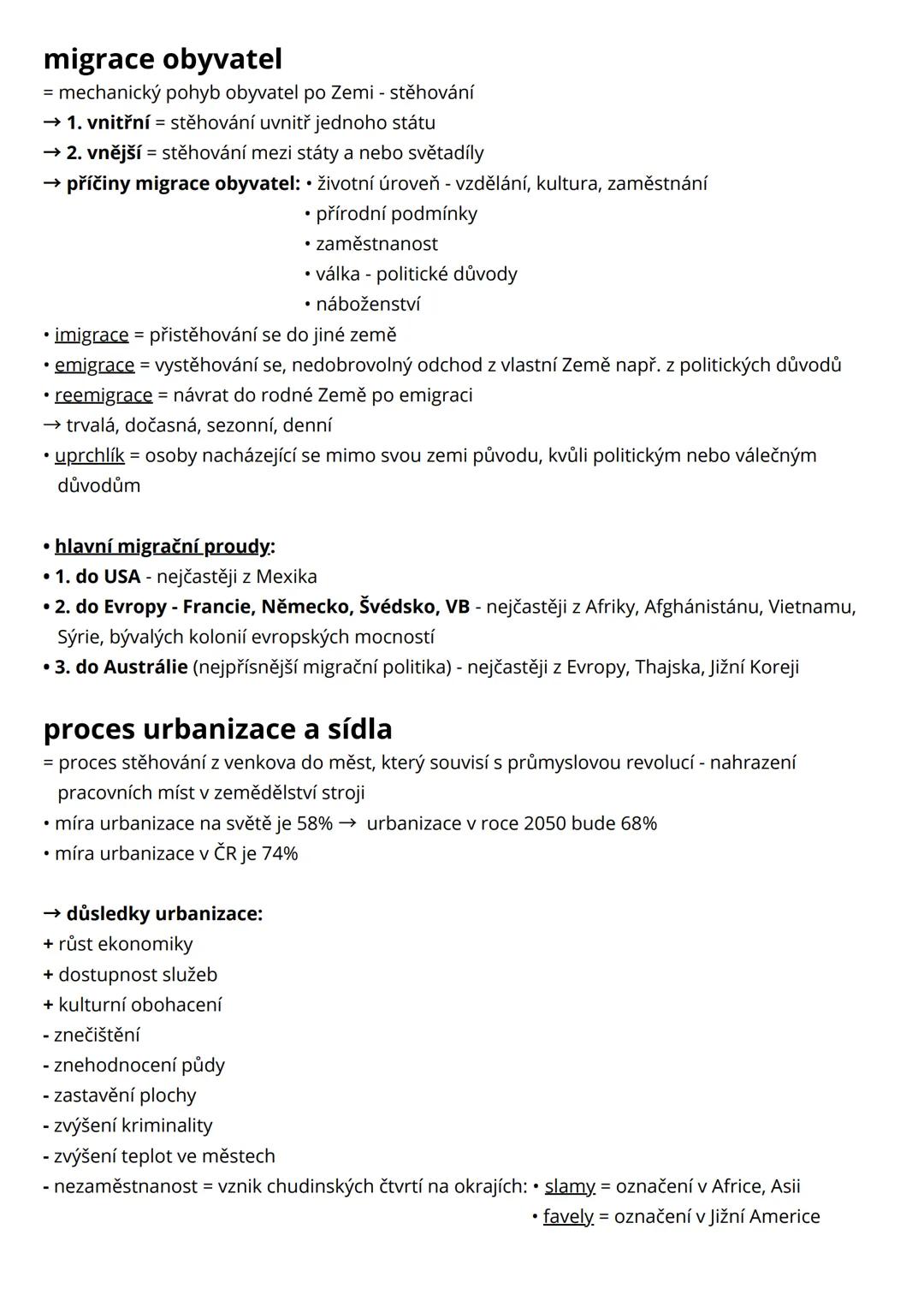 --- OCR Start ---
Obyvatelstvo - demografie a sídla
démos (lid) grafein (psát)
• demografie = věda, která studuje lidské populace, zabývá se