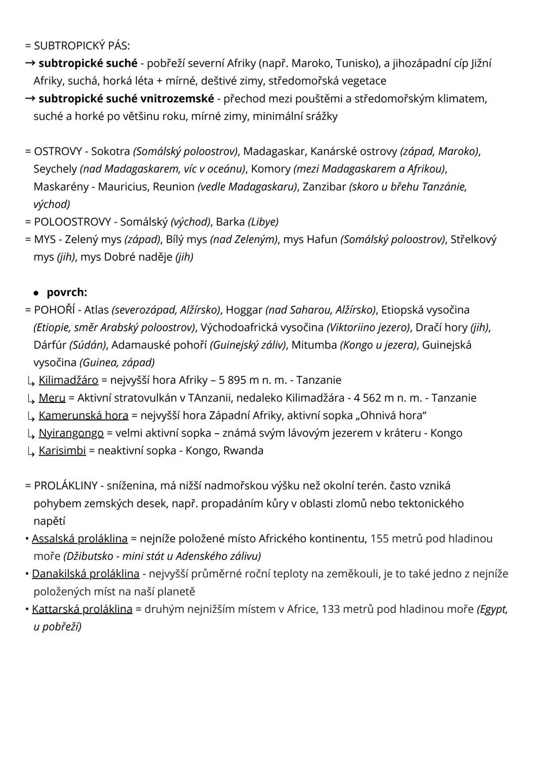 # Afrika
= Afrika leží převážně na východní polokouli - prochází jí rovník, obratník Raka i Kozoroha a
nultý poledník
= druhý největší kont