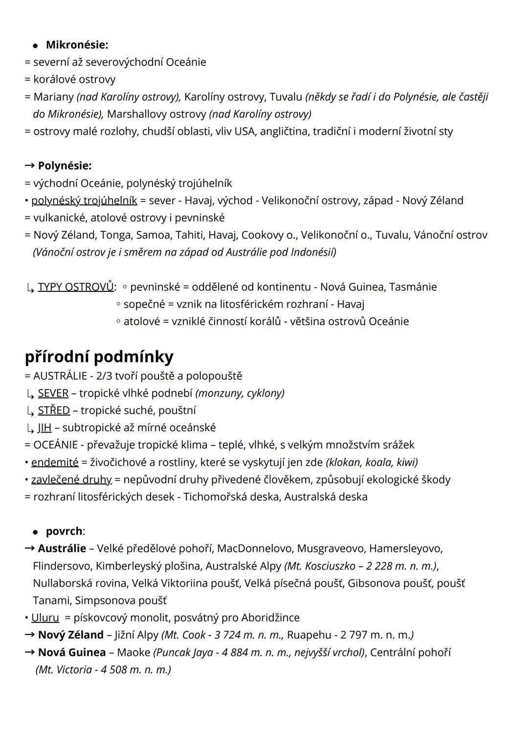 • atlas str. 132, 134
Austrálie, Oceánie
→ Austrálie - nejmenší světadíl, zároveň samostatný stát a kontinent
→ Nový Zéland, Oceánie - ostro