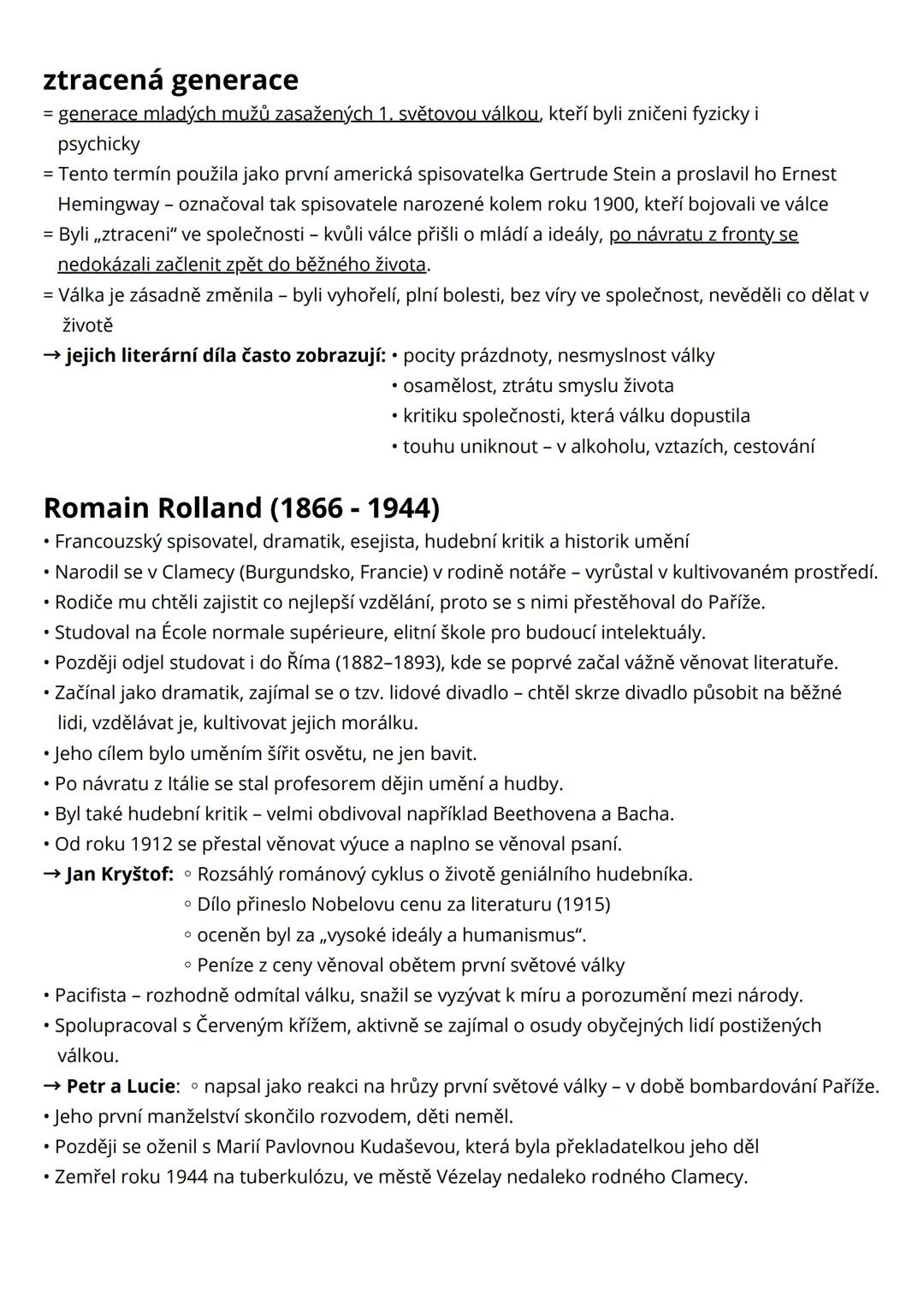 --- OCR Start ---
Petr a Lucie
Romain Rolland
• 1. část:
→ téma, myšlenka, motivy:
• téma = nesmyslnost války, kontrasty mezi postavami
• my