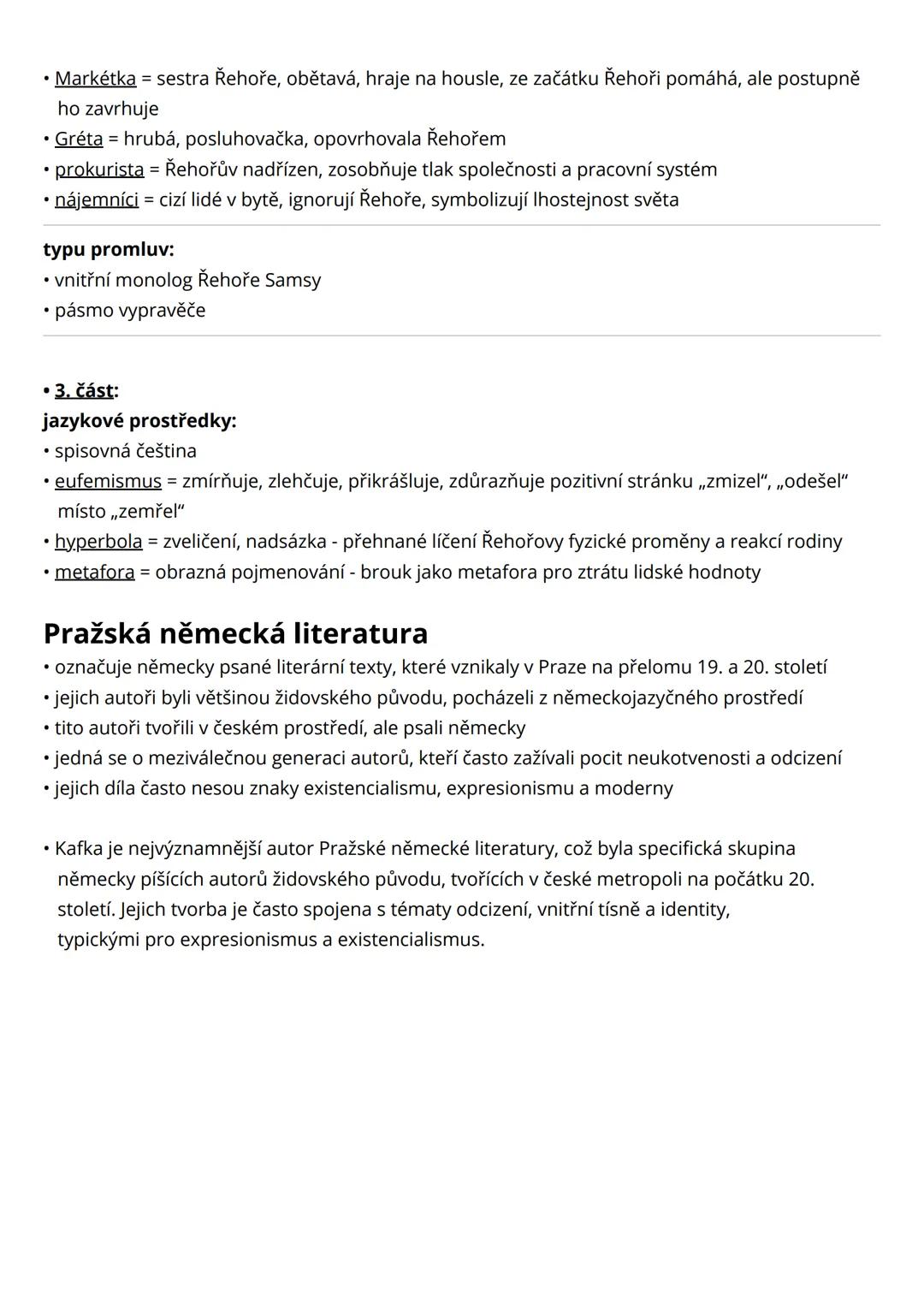 --- OCR Start ---
Proměna
Franz Kaffka
• 1. část:
→ téma, myšlenka, motivy:
• téma = proměna člověka v hmyz, proměna vztahů v rodině, odcize