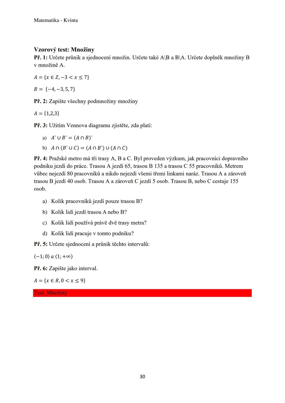 Matematika - Kvinta
Číselné obory..................................................3
Množiny................................................