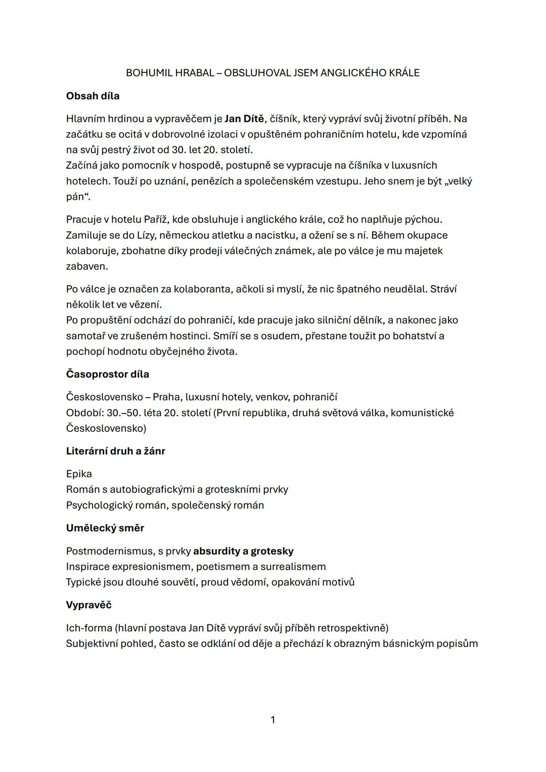 --- OCR Start ---
Životopis autora a jeho další díla
Bohumil Hrabal (1914-1997) – významný český prozaik
Vystudoval práva, za komunismu prac