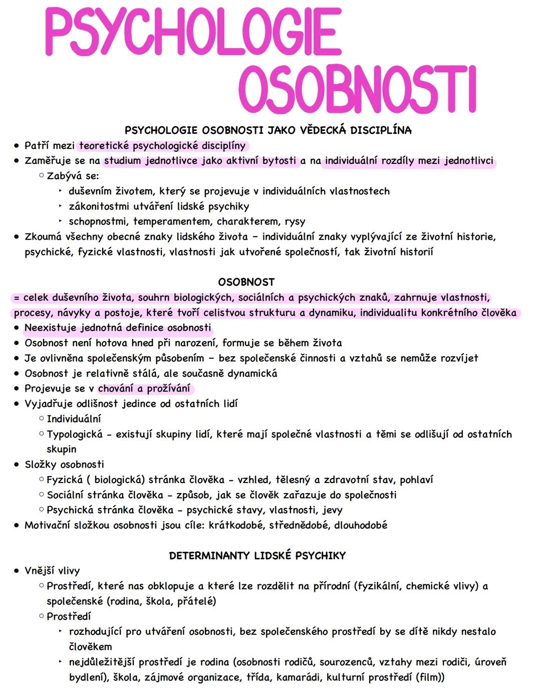 --- OCR Start ---
PSYCHOLOGIE
OSOBNOSTI
PSYCHOLOGIE OSOBNOSTI JAKO VĚDECKÁ DISCIPLÍNA
Patří mezi teoretické psychologické disciplíny
• Zaměř