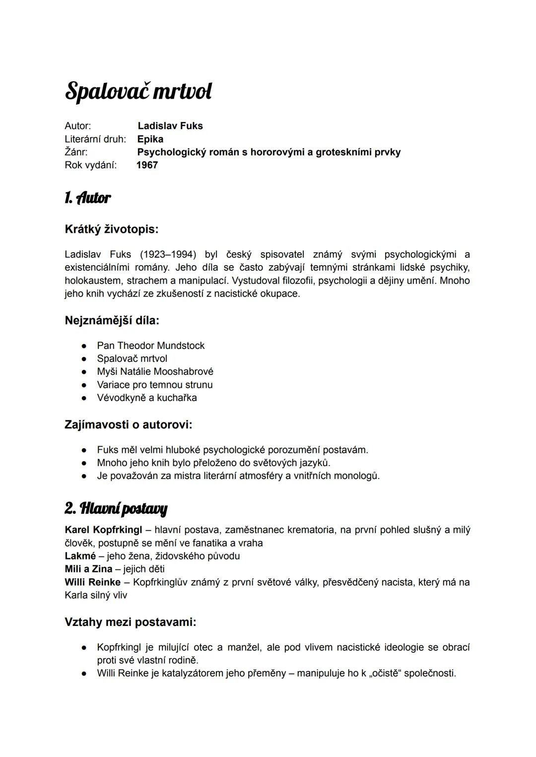 Spalovač mrtvol - Ladislav Fuks