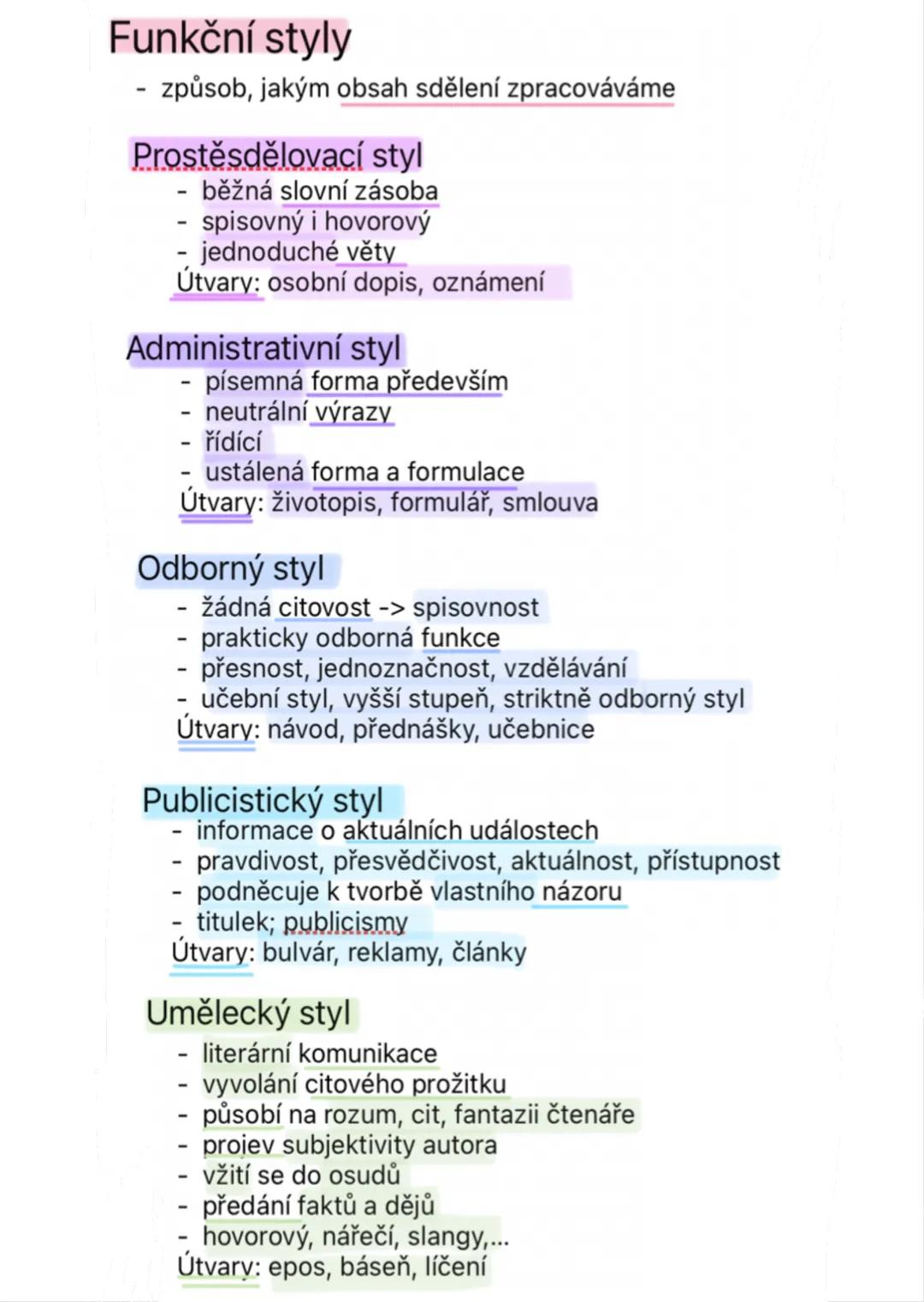 --- OCR Start ---
Funkční styly
způsob, jakým obsah sdělení zpracováváme
Prostěsdělovací styl
běžná slovní zásoba
spisovný i hovorový
jednod