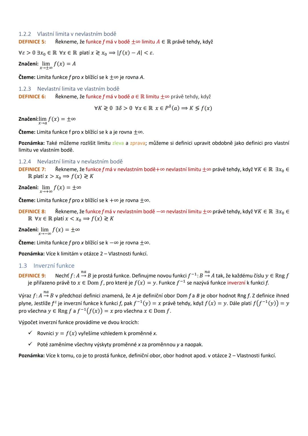 # ŠTÁTNICOVÉ OTÁZKY
# MATEMATIKA
BAKALÁRSKE ŠTÚDIUM MATEMATIKY SE ZAMERENIEM NA VZDELÁVANÍ
FRAJERI Obsah
1 Základy matematické analýzy
1.1