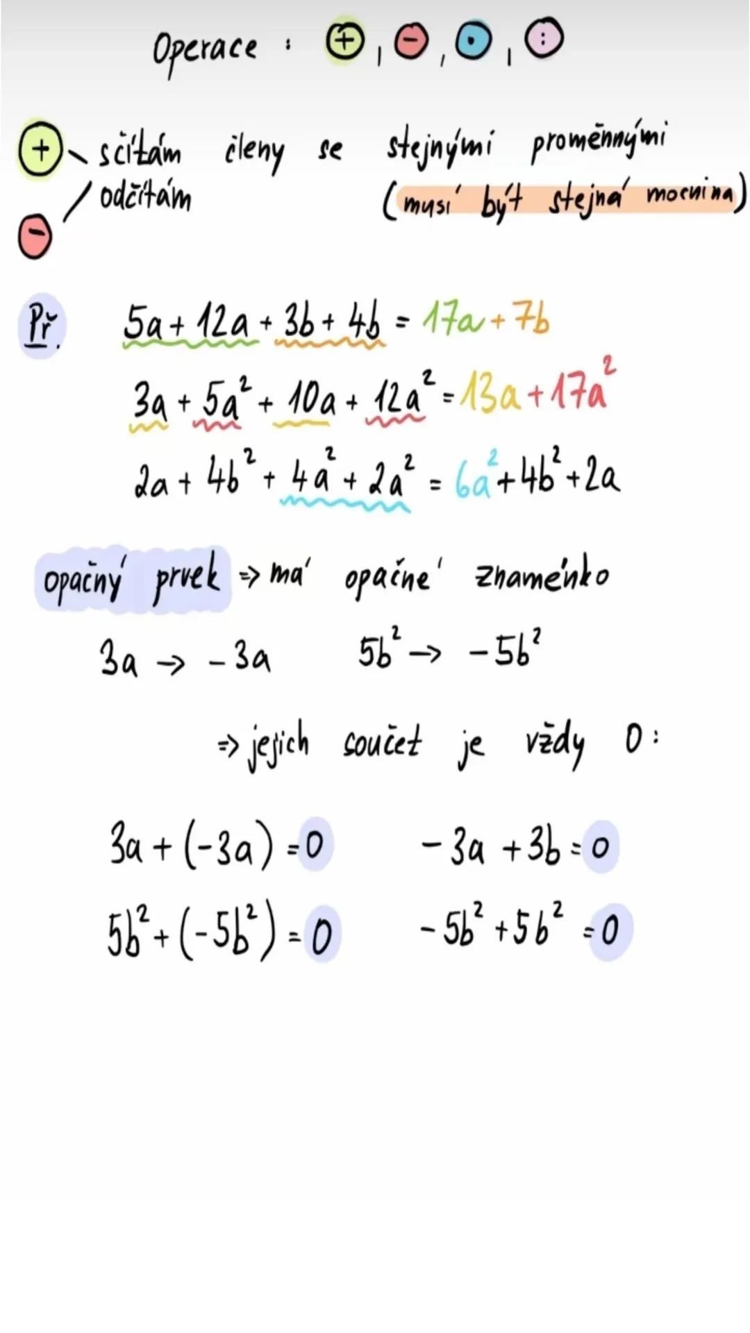 # Mnohočleny --- OCR Start ---
Mnohočleny
Jednočlen:
• výraz obsahující číslo, proměnnou a jejich součin
↓
x_{1}m_{1} z,a,b,...
✔
3a, 2ab, 8