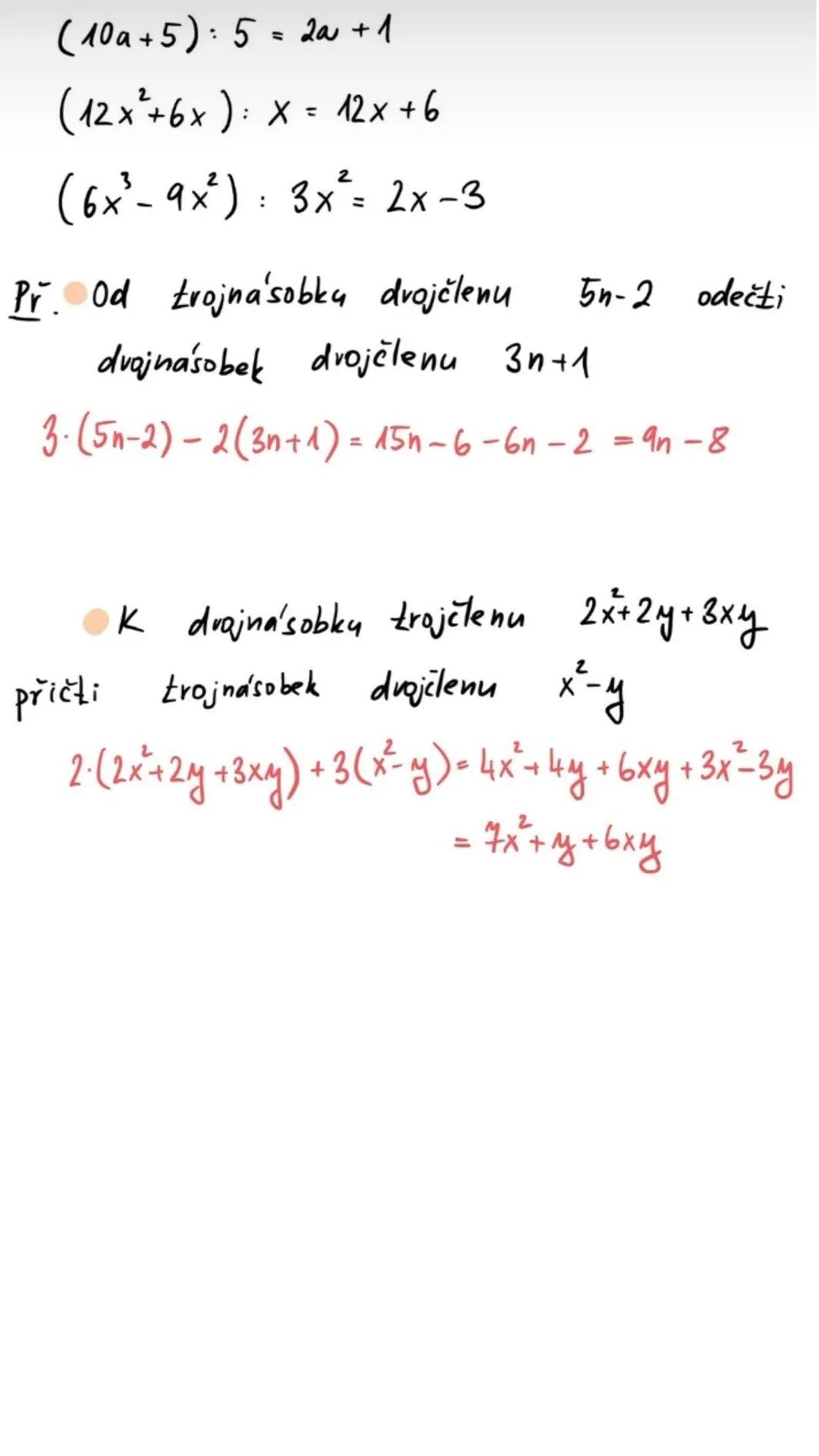 # Mnohočleny --- OCR Start ---
Mnohočleny
Jednočlen:
• výraz obsahující číslo, proměnnou a jejich součin
↓
x_{1}m_{1} z,a,b,...
✔
3a, 2ab, 8