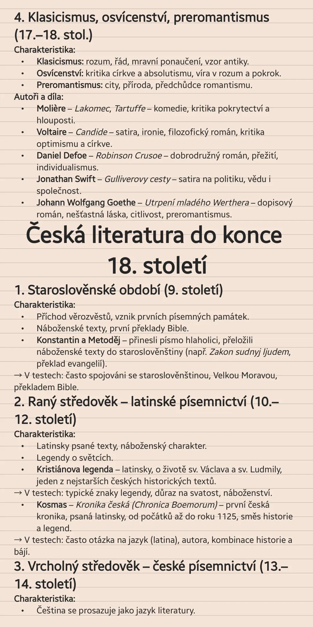 # SVĚTOVÁ LITERATURA DO
KONCE 18. STOLETÍ
1. Starověk (Antika)
Charakteristika:
- Vznik základních literárních žánrů (epos, drama, báseň).