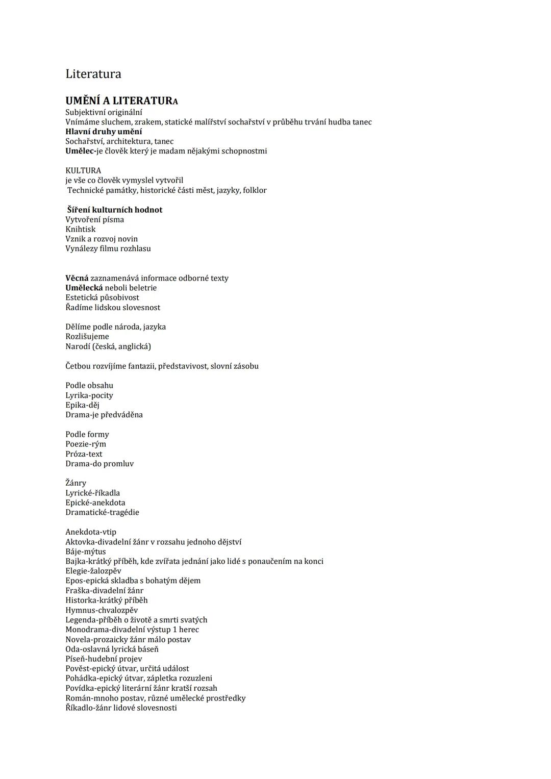 Umění a literatura