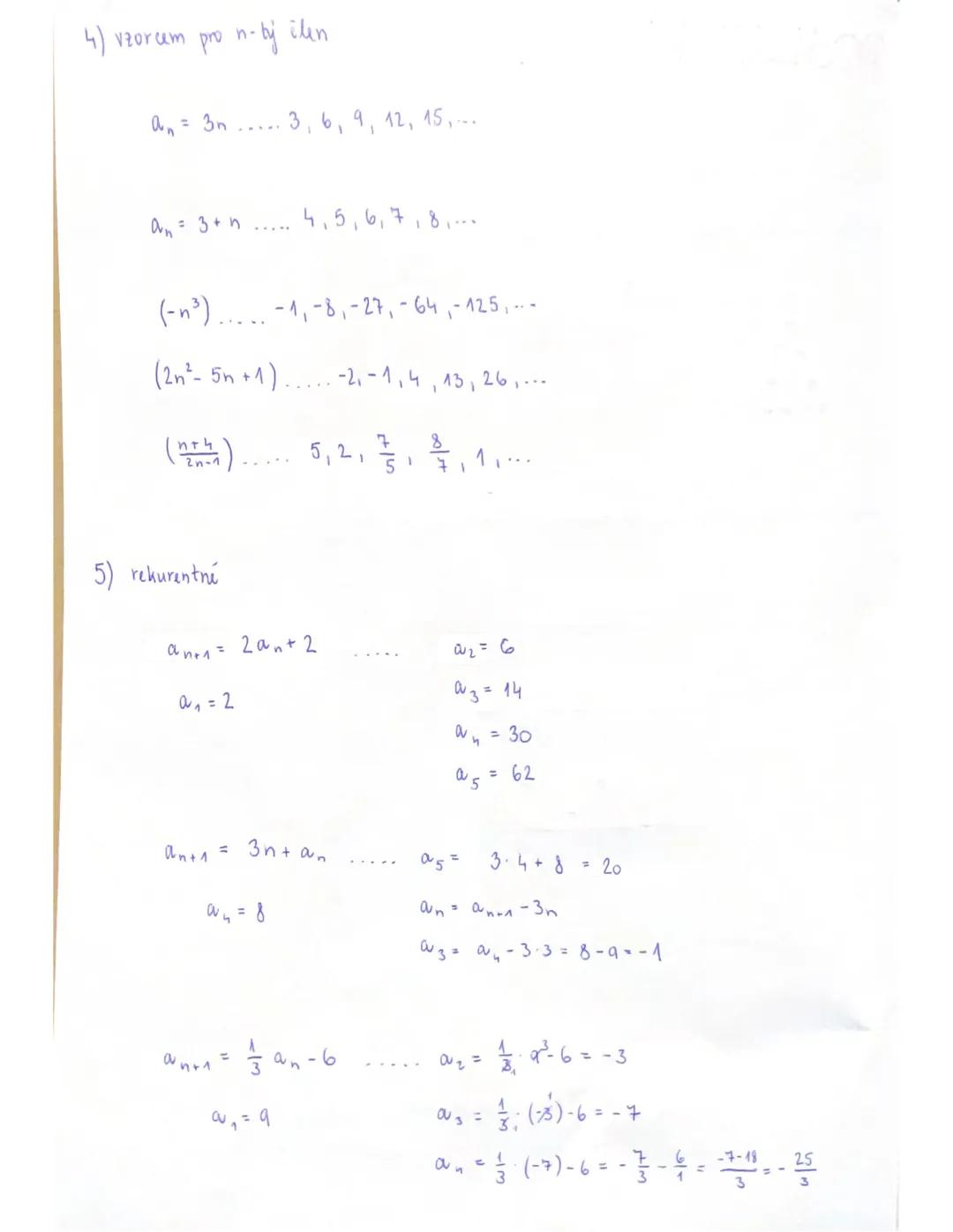 POSLOUPNOST
- aritmeticka posloupnost → přičítání
- geometricka posloupnost → násobení
- Fibonacciho posloupnost → 1,1,2,3,5,8,13,21,...
4