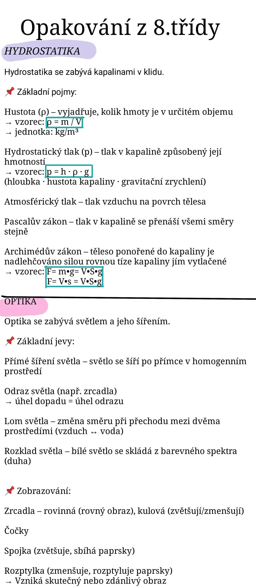 Opakování z 8. třídy ( fyzika)🌸