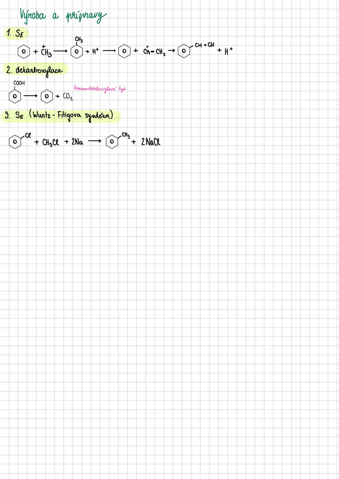 Aromatické uhlovodíky, heterocyklické sl.
= cyklické uhlovodíky s delokalizovaným systémem π elektronů
Se místo Ar
podmínky 1. molekula je n
