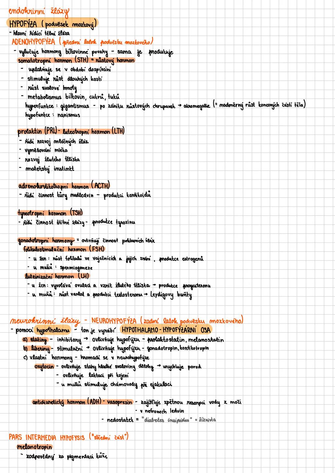 ## Hormonální soustava
def. Soustava orgánů sloužících k řízení a koordinaci životních pochodů
fee. řídí rozmnožování, metabolismus, růst, h