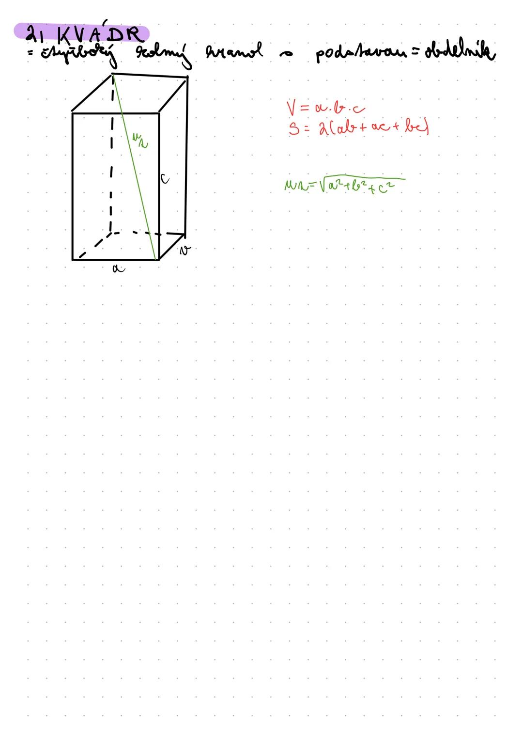 # OBJEMY A POVRCHY
# TELES
## 1) KRYCHLE
= pravidelný šestisten
$V = a^3$ = objem
$S = 6a^2$ = obsah
$u_s = a \cdot \sqrt{2}$
$u_t = a \cd