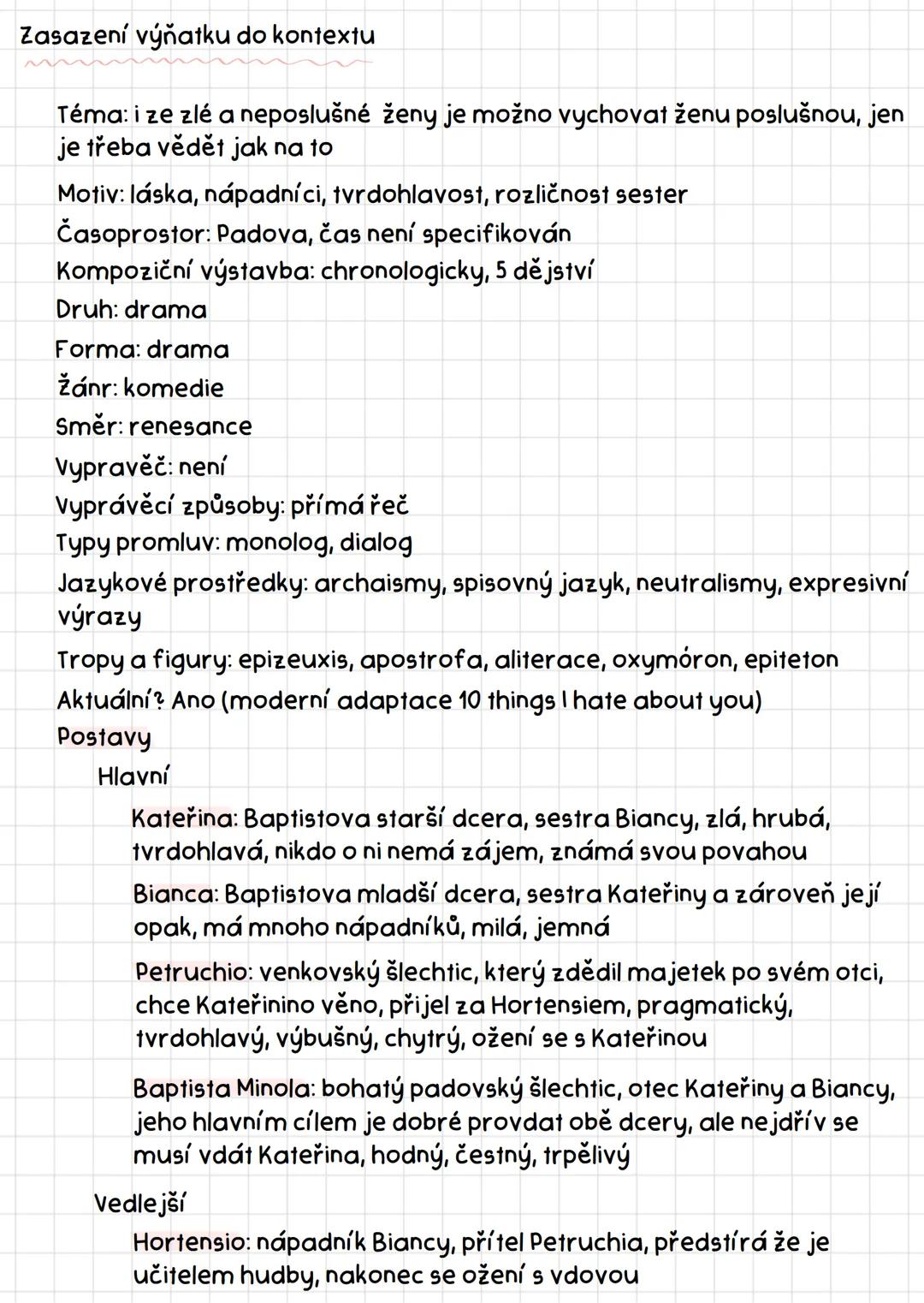 Zkrocení zlé ženy
William Shakespeare
Literární a obecně kulturní Kontext
Renesance (14.-16.stol.)
Znovuzrození
Zaměřuje se na pozemský živo