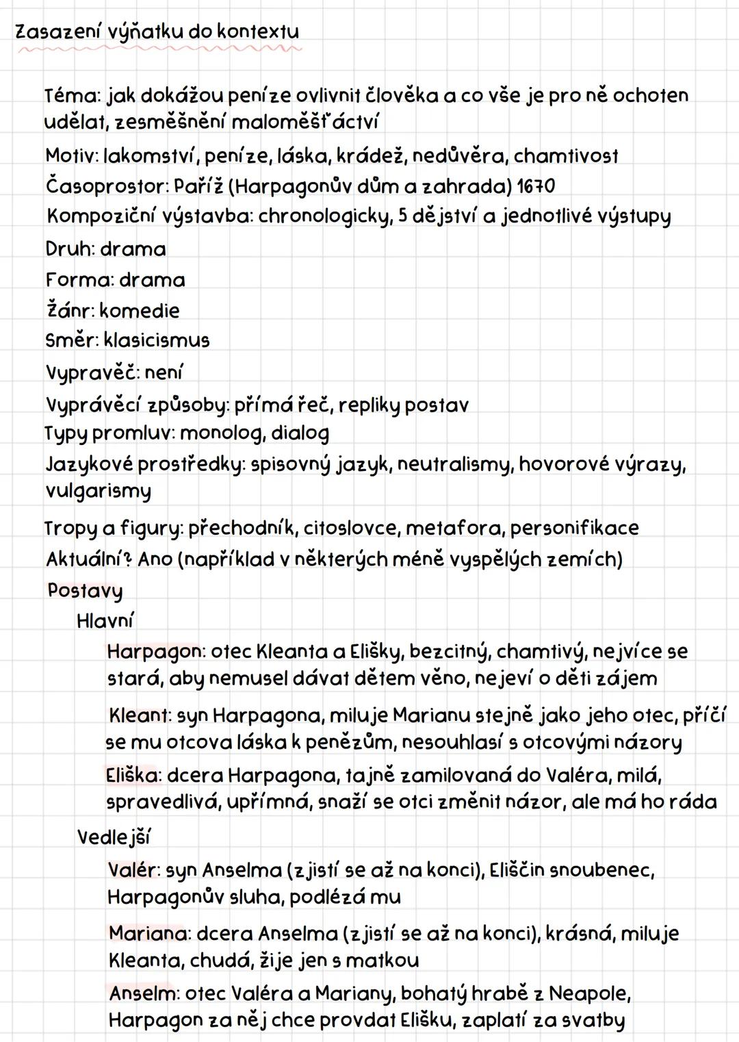 Lakomec
Moliére
Literární a obecně kulturní kontext
Klasicismus (17.-18. stol.)
Člověk a jeho život
Inspirace z antiky a osvícenství
Reakce