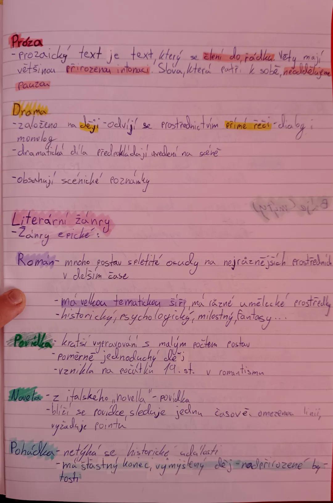 Literární žánry- barevně a přehledně