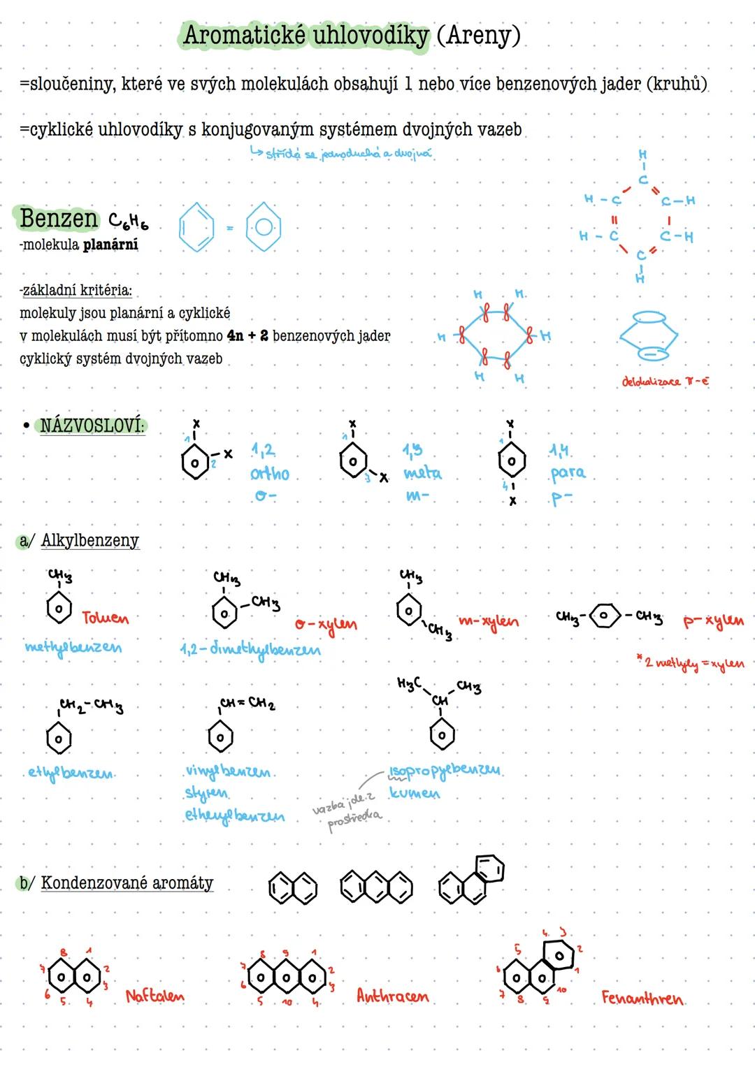 Aromatické uhlovodíky (Areny)