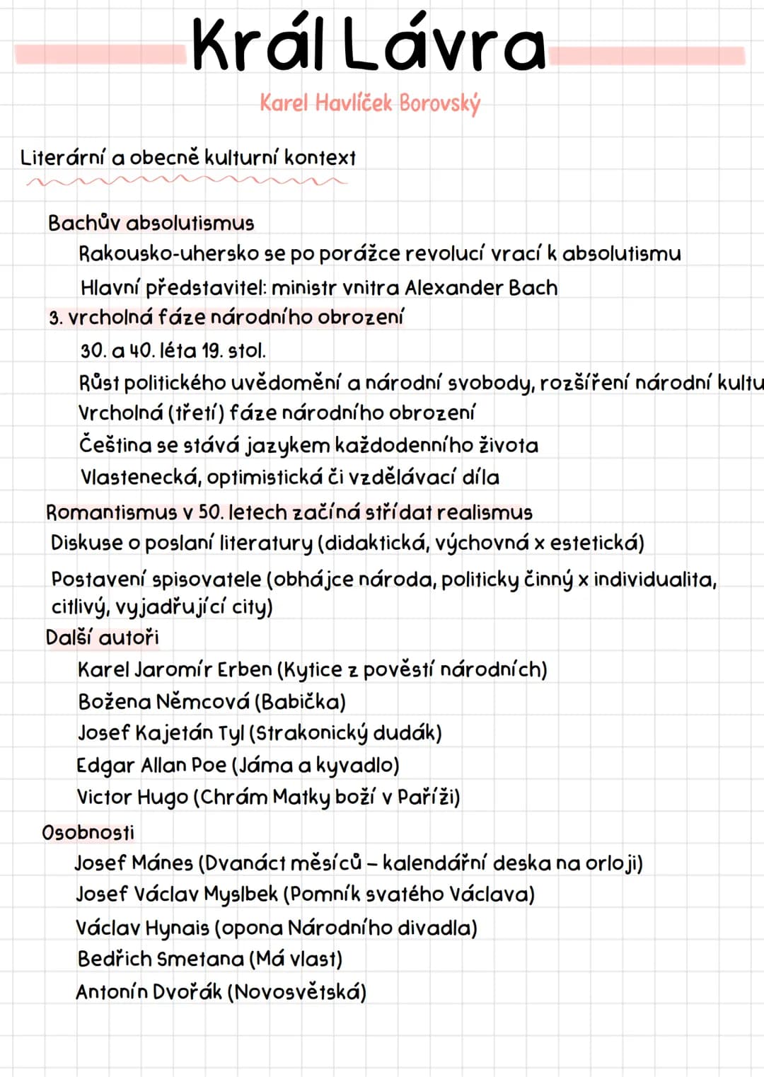 # Král Lávra
Karel Havlíček Borovský
Literární a obecně kulturní kontext
Bachův absolutismus
Rakousko-uhersko se po porážce revolucí vra