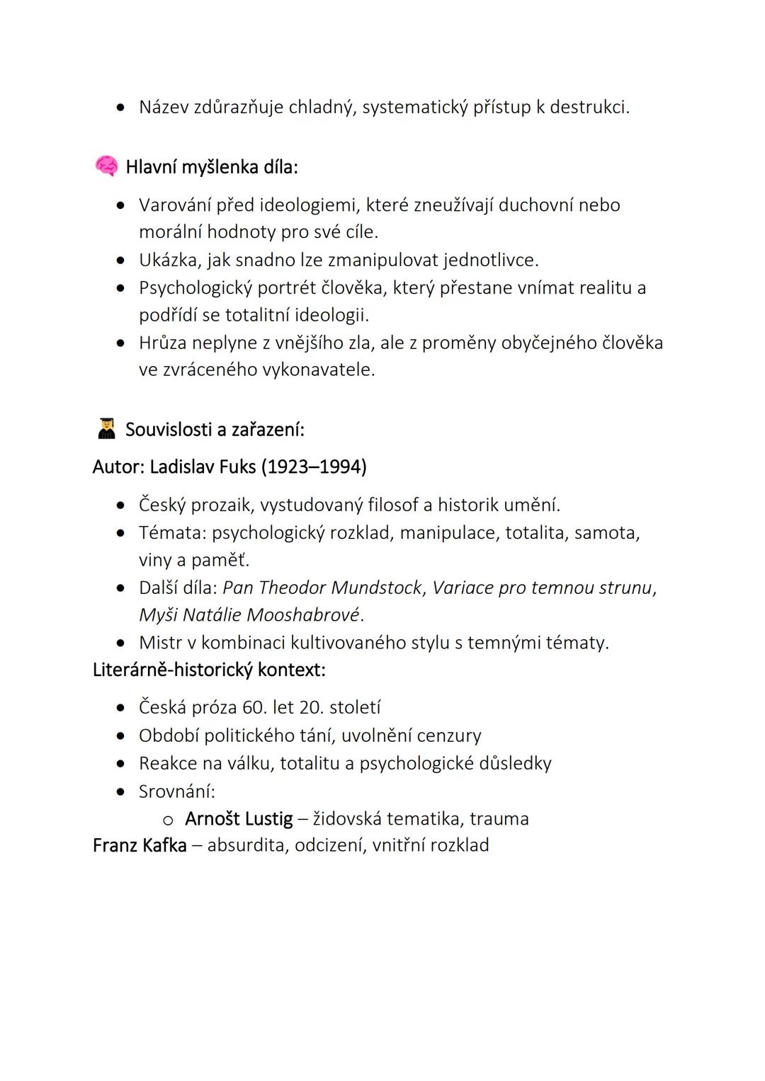 INSPIRED
Spalovač mrtvol - Ladislav Fuks
Studijní materiál k maturitní četbě
Základní informace o díle
* Název: Spalovač mrtvol
* Aut