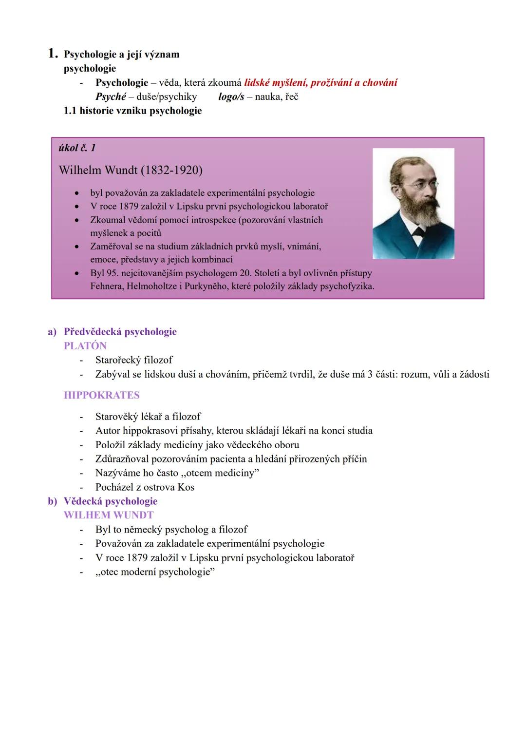 historie psychologie a metody psychologie