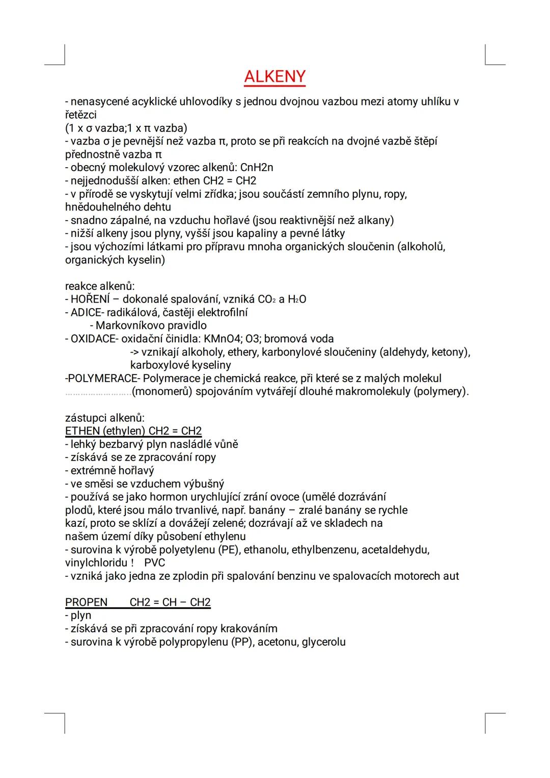 # UHLOVODÍKY
## ALKANY
- nasycené acyklické (alifatické) uhlovodíky s jednoduchými vazbami mezi atomy
uhlíku v řetězci
- jen o-vazby
- obe