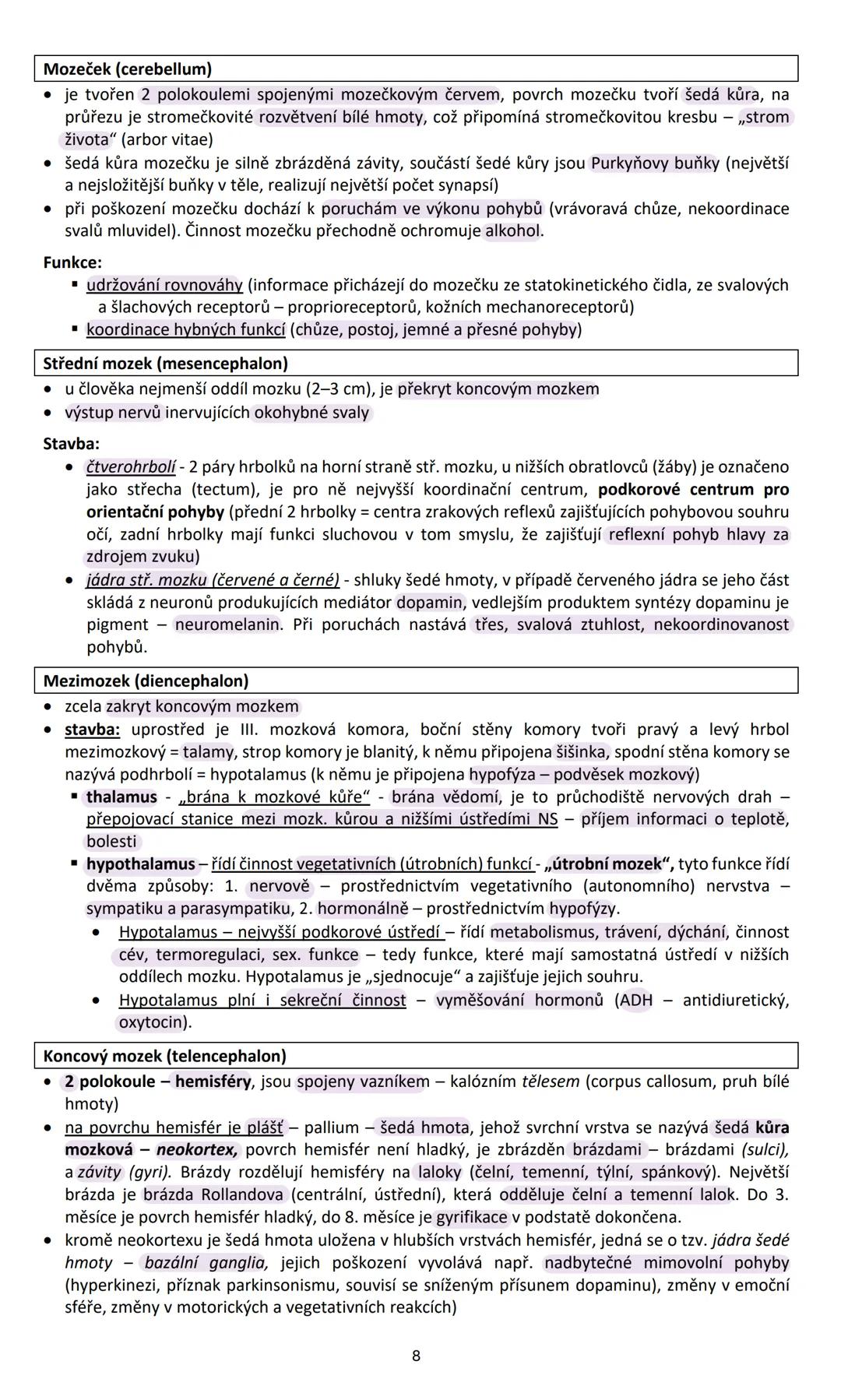 # NERVOVÁ SOUSTAVA (systema nervosum)
Nervová soustava ovládá přímo nebo nepřímo činnost všech orgánů v těle, vytváří chování
organismu a k