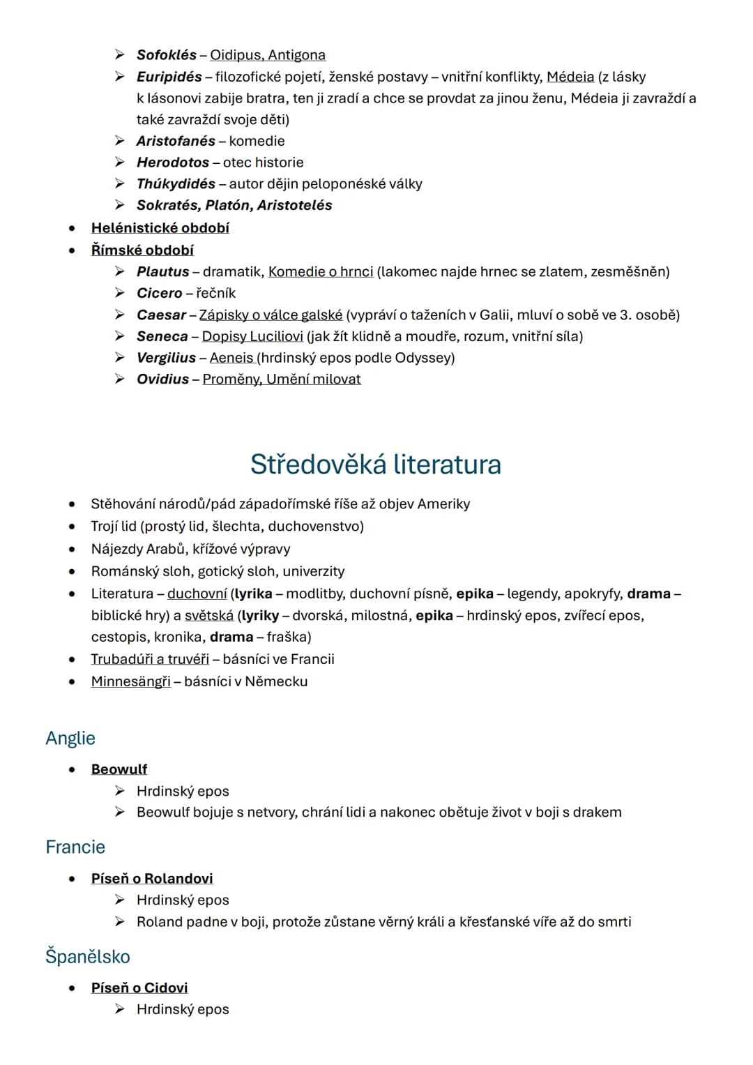 # Starověká literatura
1) Mezoopotámie - Sumersko-akkadská literatura, Perské písemnictví
2) Staroegyptská
3) Čínská lliteratura
4) Indi