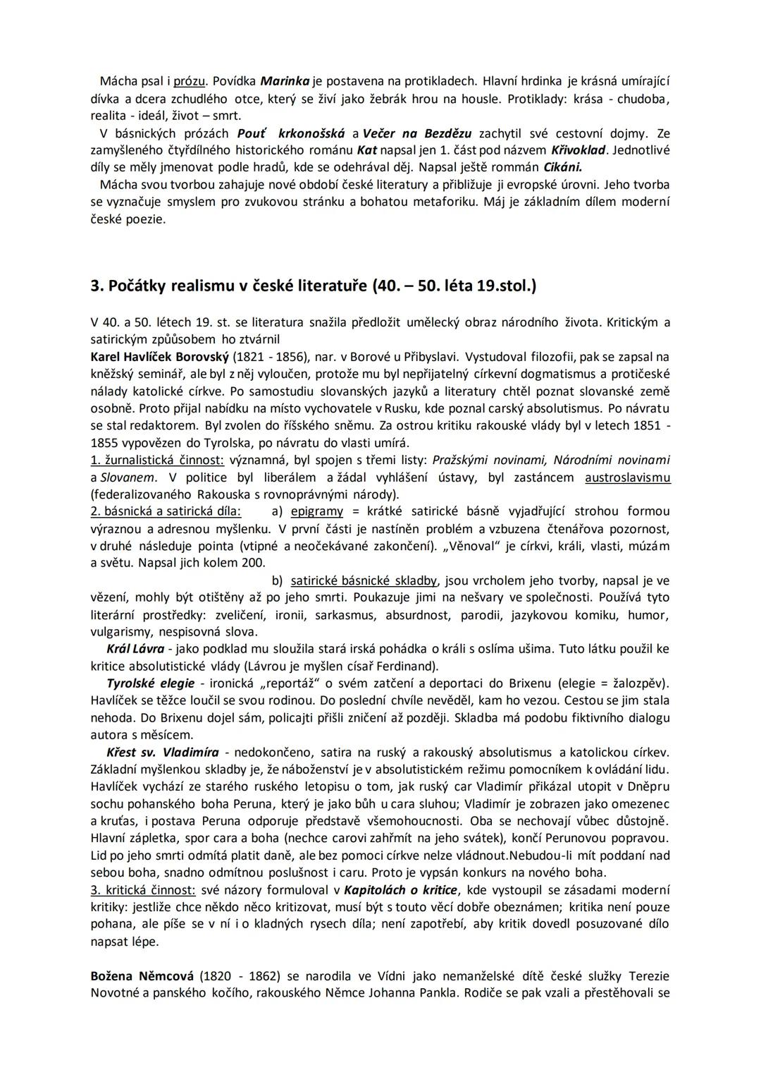 # 5. České národní obrození, český romantismus, počátky
realismu v české literatuře
1. České národní obrození (70. léta 18. st. - pol. 19.