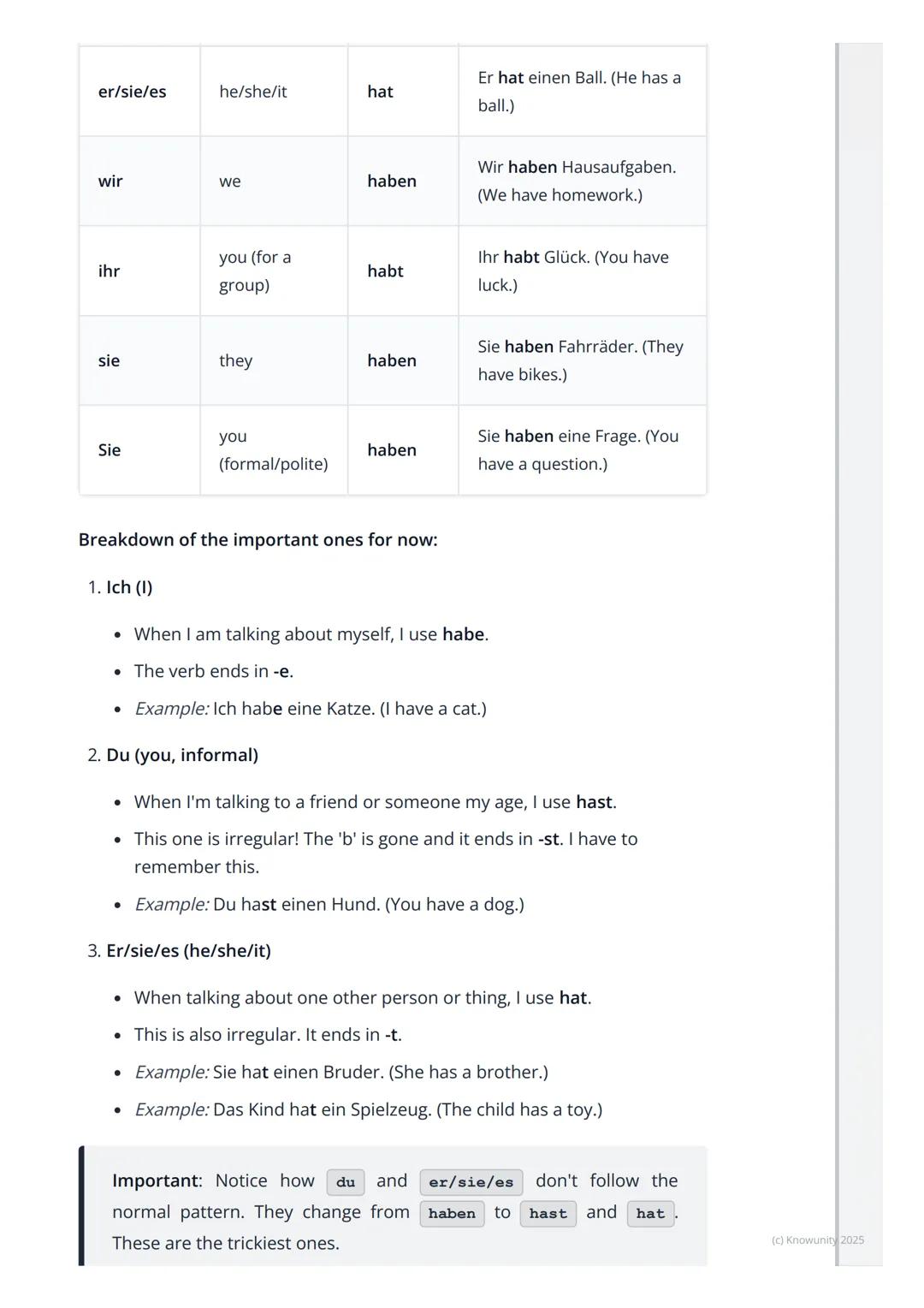 # The Verb 'haben' (to have)
An introduction to the verb 'haben'
The German verb haben means 'to have' in English. It's one of the most
im