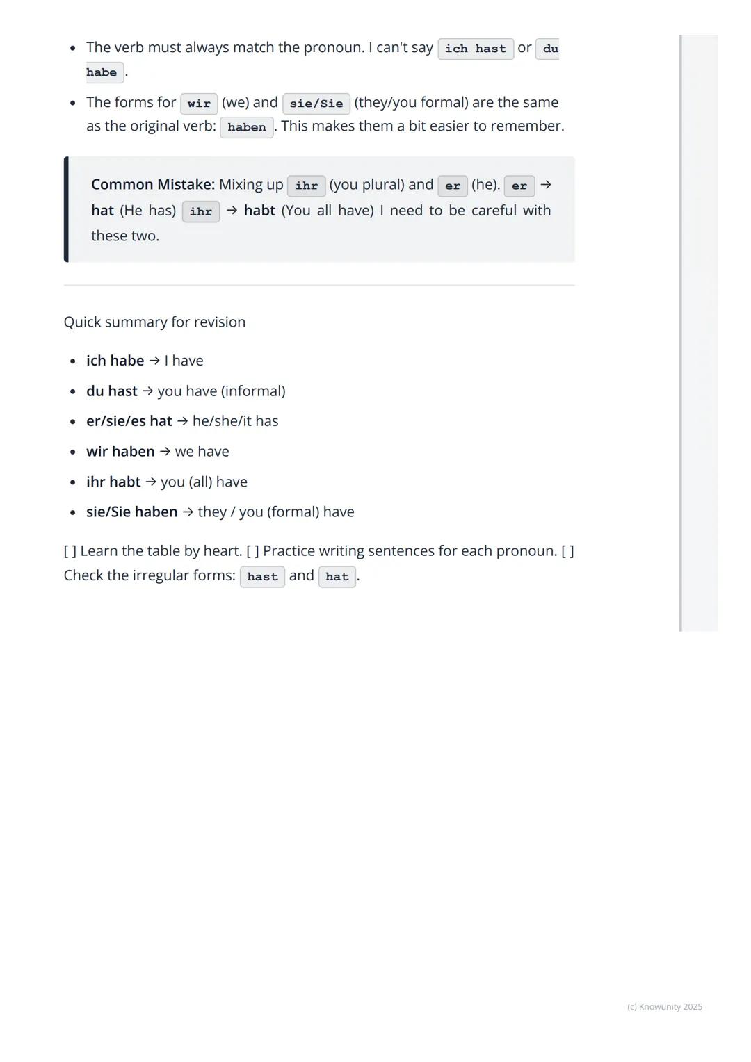 # The Verb 'haben' (to have)
An introduction to the verb 'haben'
The German verb haben means 'to have' in English. It's one of the most
im