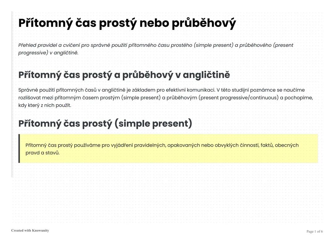 Přítomný čas prostý nebo průběhový