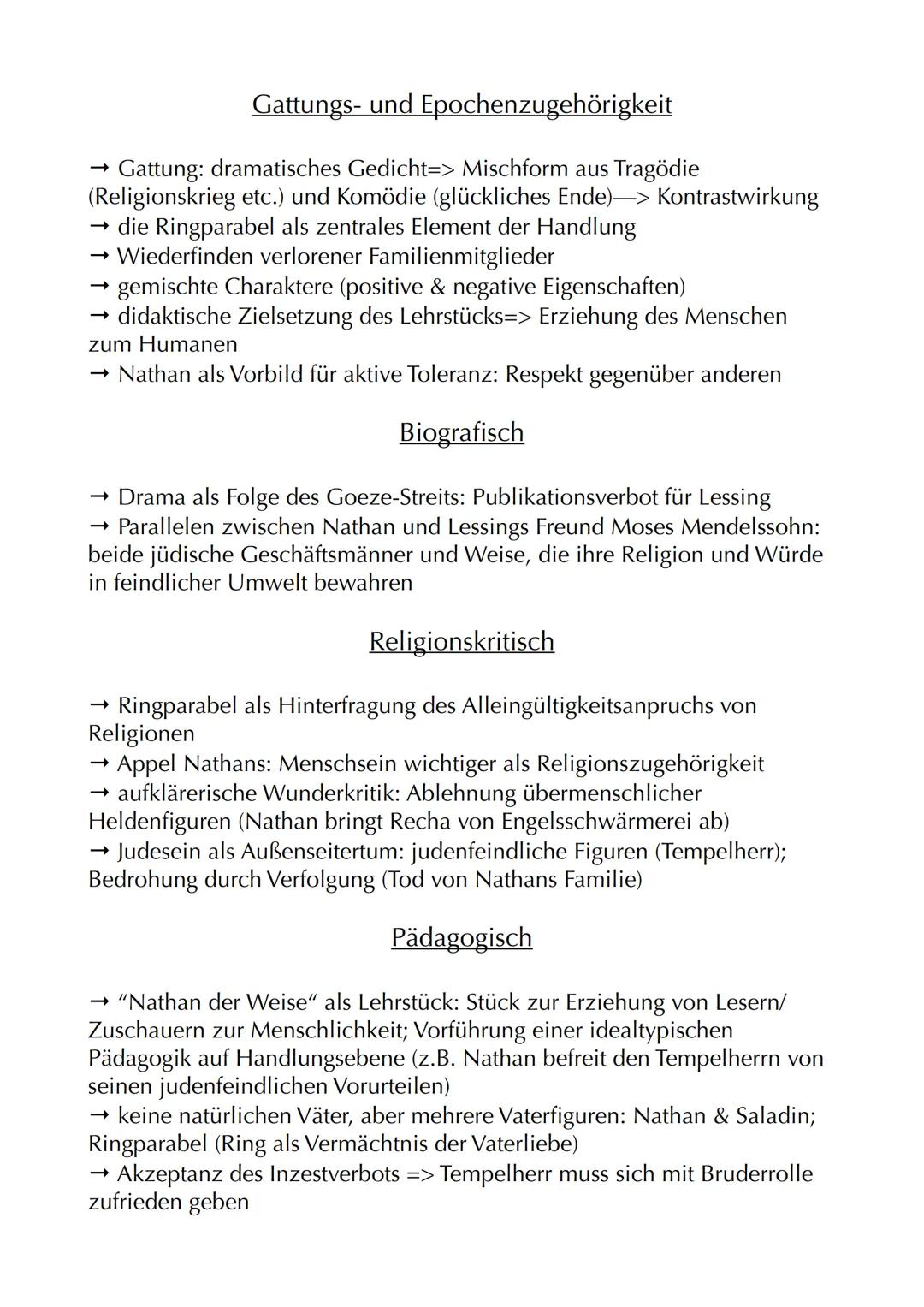 # Nathan der Weise
Autor: Gotthold Ephraim Lessing
Jahr: 1779
Textsorte: Dramatisches Gedicht
Aufbau: 5 Aufzüge/Akte mit jeweiligen Auftrit