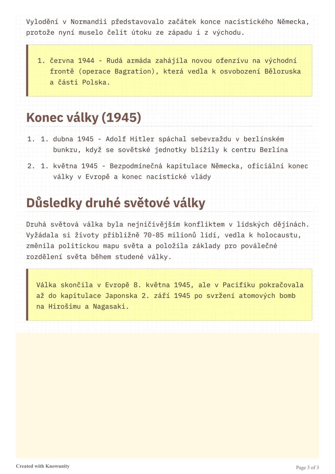 Druhá světová válka
Časová osa klíčových událostí druhé světové války od jejího začátku v
roce 1939 až po kapitulaci Německa v roce 1945.
Dr