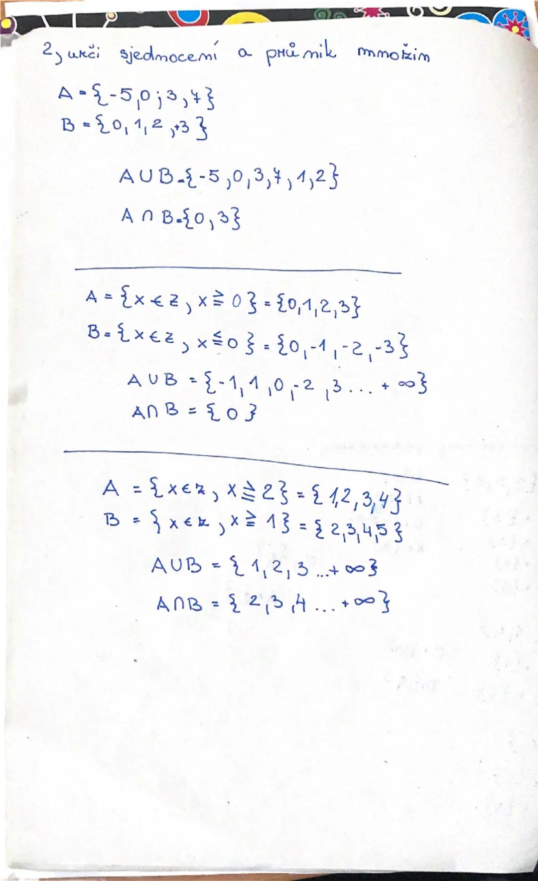 # MNOŽINOVÉ POJMY
## MNOŽINA
Ls je soubor prvků
L> je jednoznačně: P={1,2,4,6,83
Q=22,4,1,8,63
-X je prvkem & mmožimy M: XEM
### Prázdná