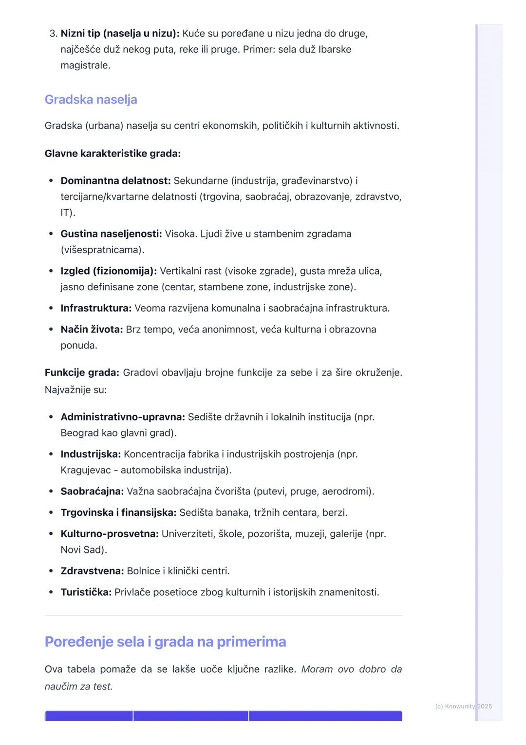 # Vrste naselja
Uvod u vrste naselja
Naselja su mesta gde ljudi žive i rade. To su osnovni oblici ljudskog
naseljavanja. Ne izgledaju sva