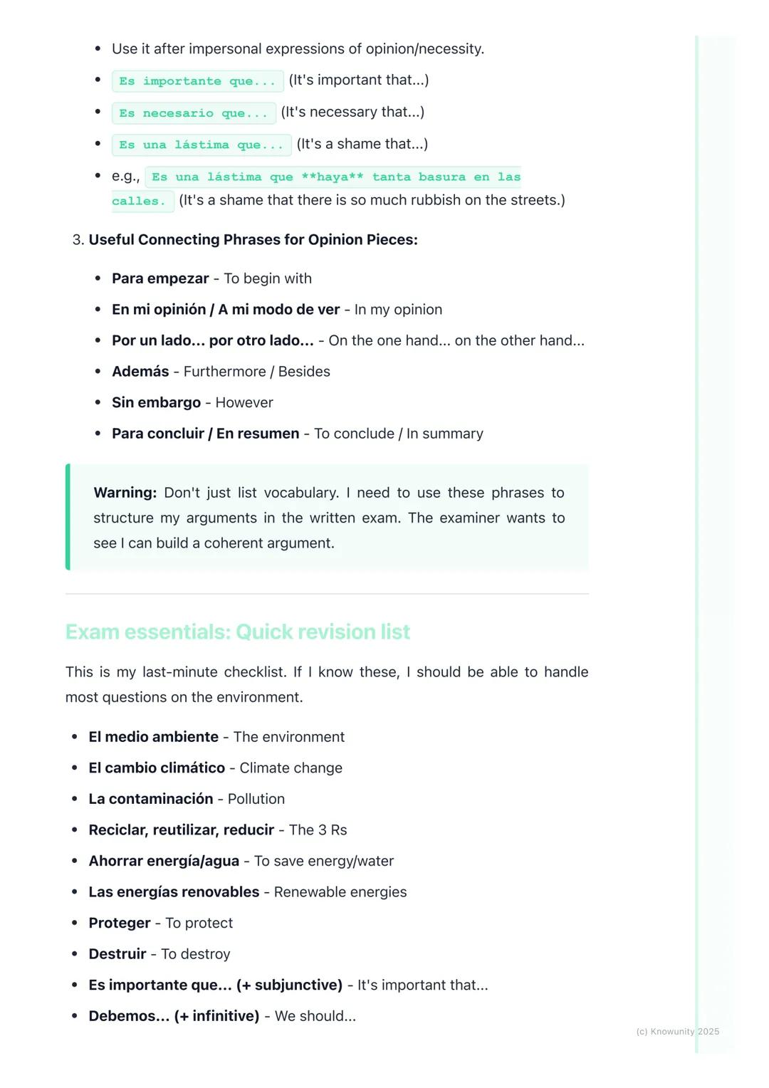 # Environment, Climate Change,
and Global Issues
Introduction to environmental vocabulary
This is a huge topic for the Leaving Cert, comes
